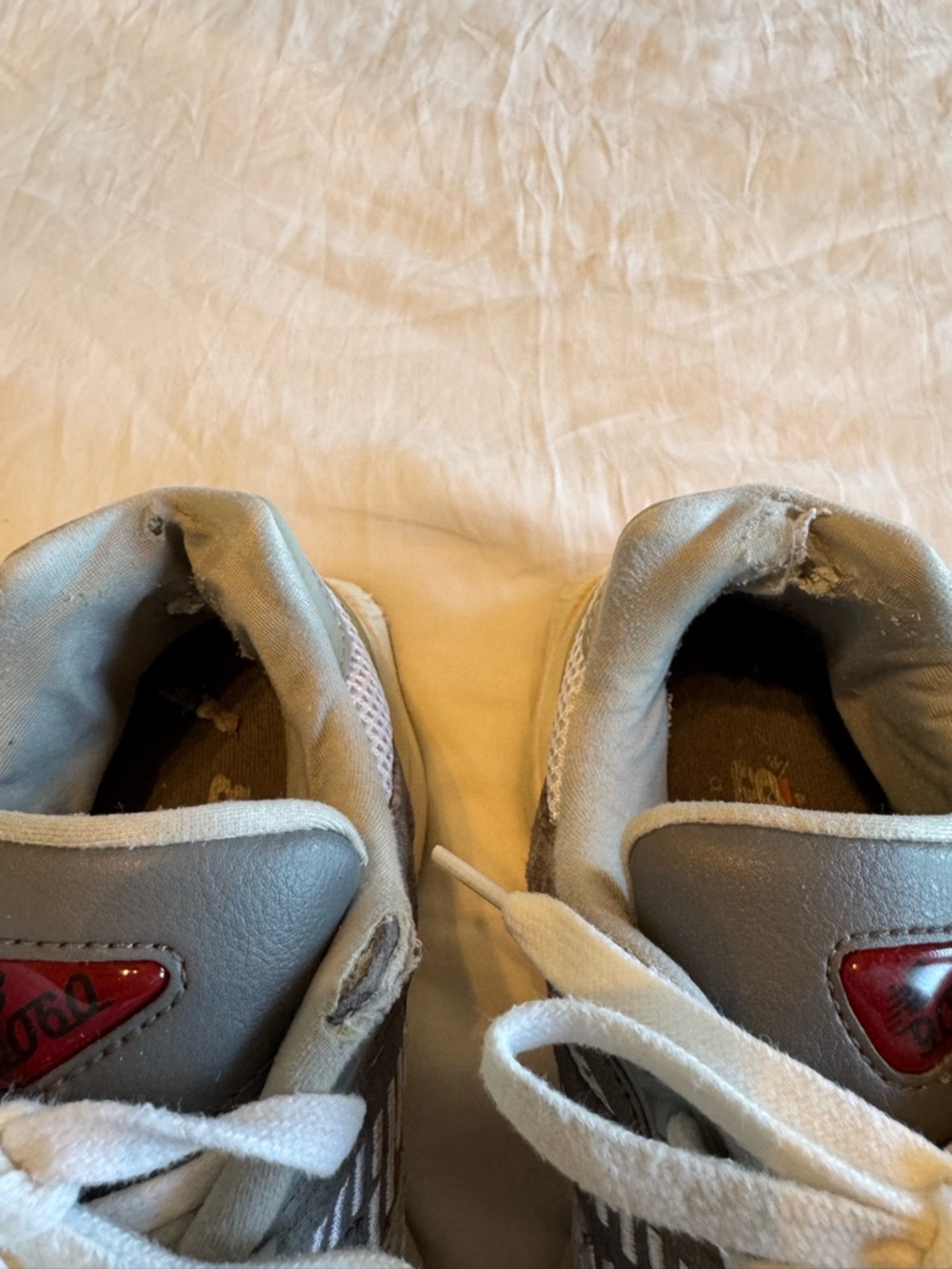 New Balance Grey and Cream Chunky Mesh Suede Sneakers - Picture 5 of 10
